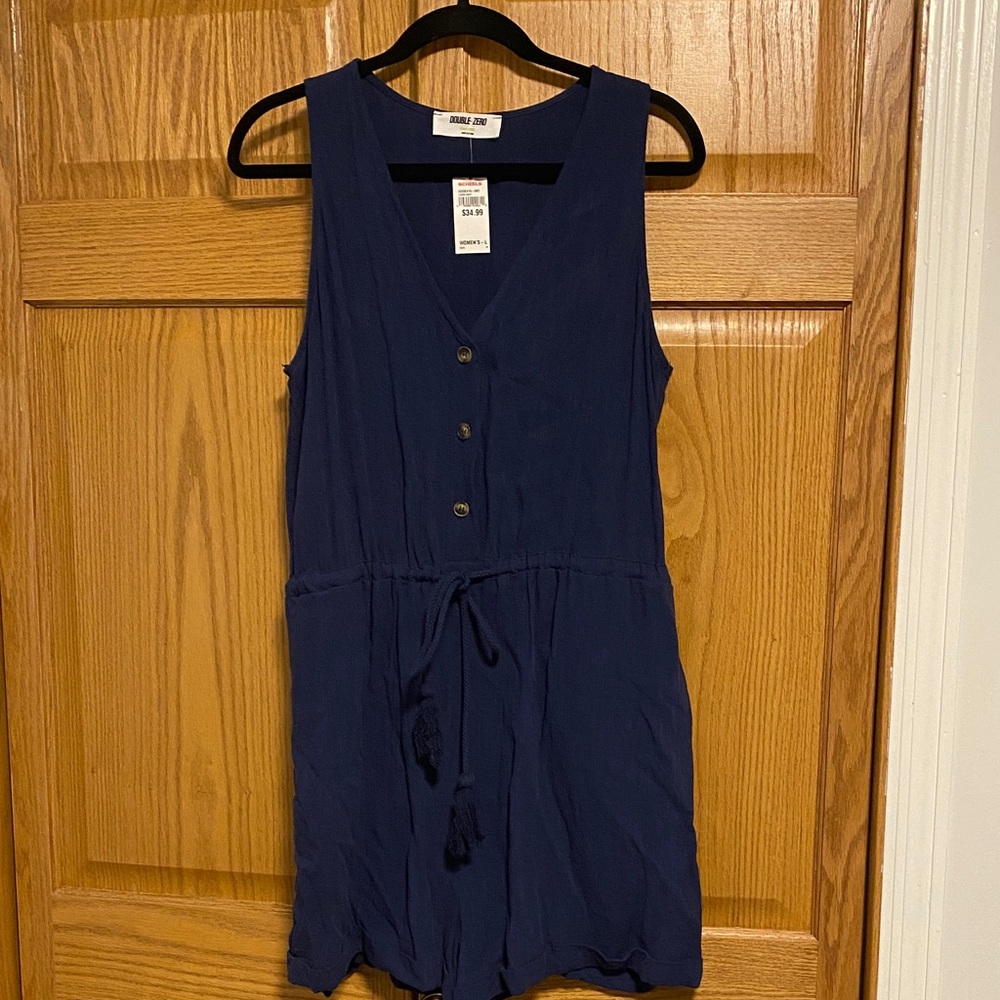 Double Zero  Navy Sleeveless V-Neck Romper Dress